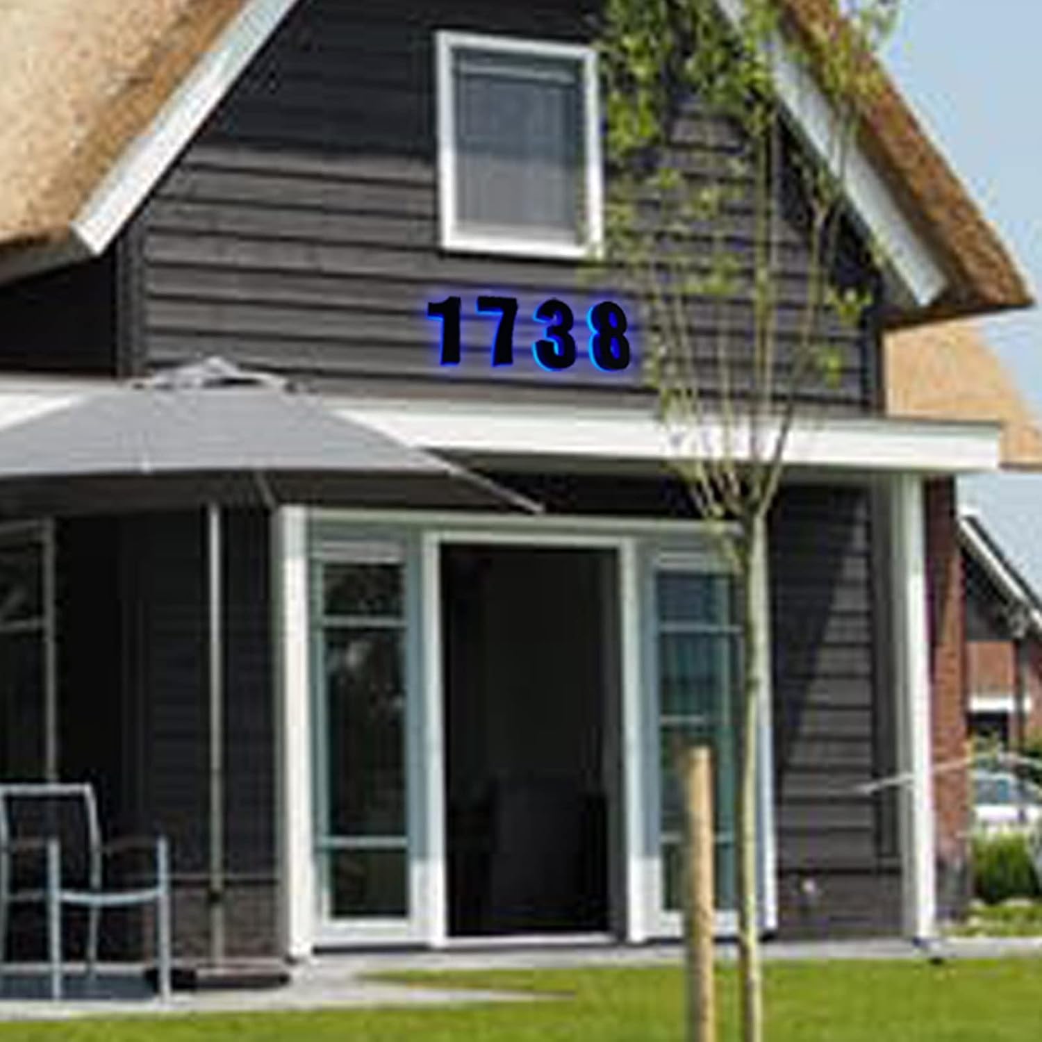 Stainless Steel Backlit LED Address Numbers For House, 14' Modern Large Illuminated House Number Plaque For Wall, Lighted Up House Numbers For Outside,Y