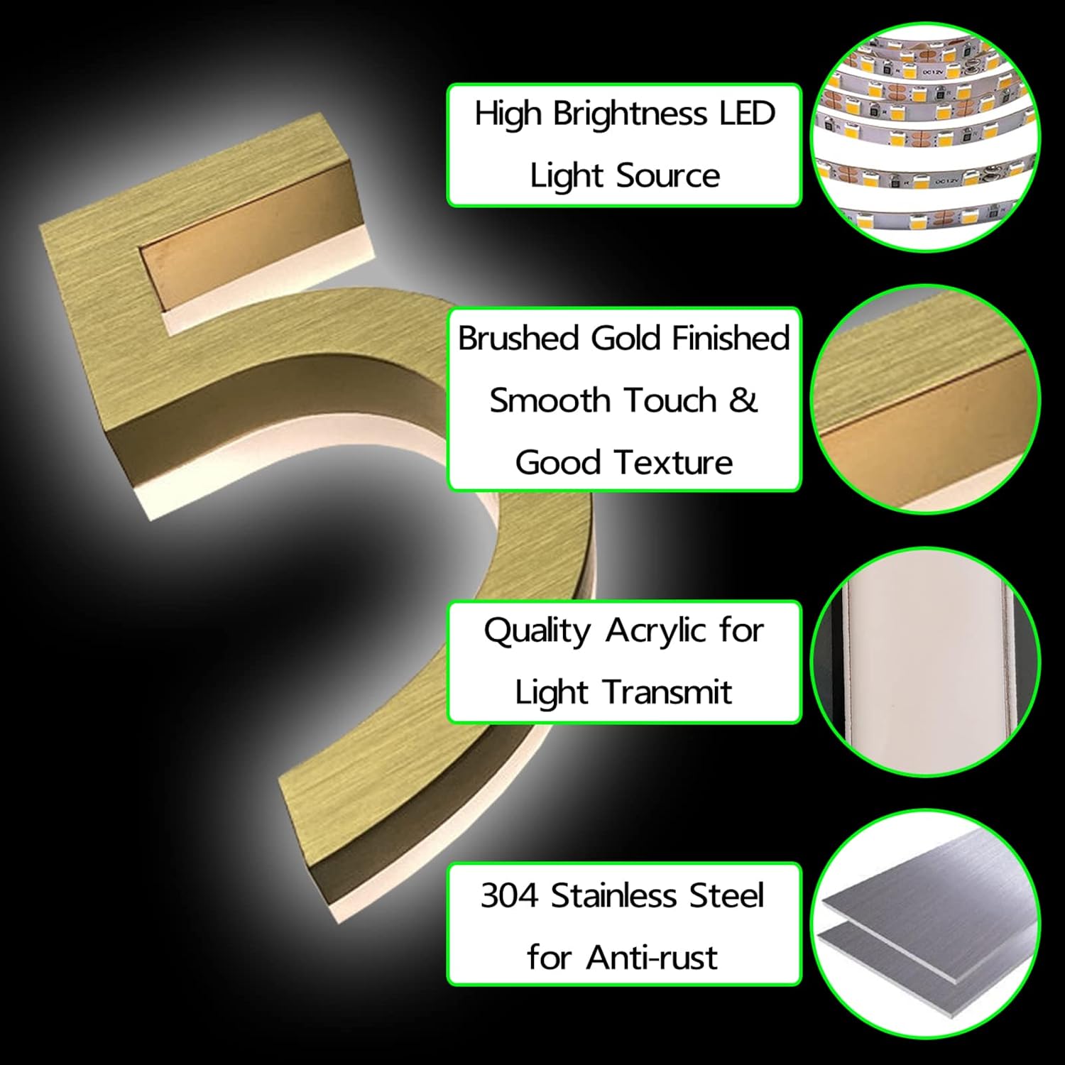 18' Backlit Illuminated LED House Number, Lighted Address Signs For Houses, Modern Lighted House Numbers For Outside, Illuminated Home Address Numbers,I
