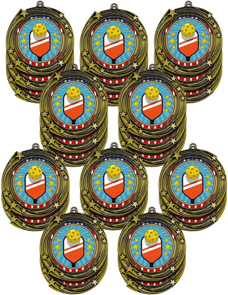 All Quality Stars Design Pickleball Medal - 1st, 2nd, 3rd Place