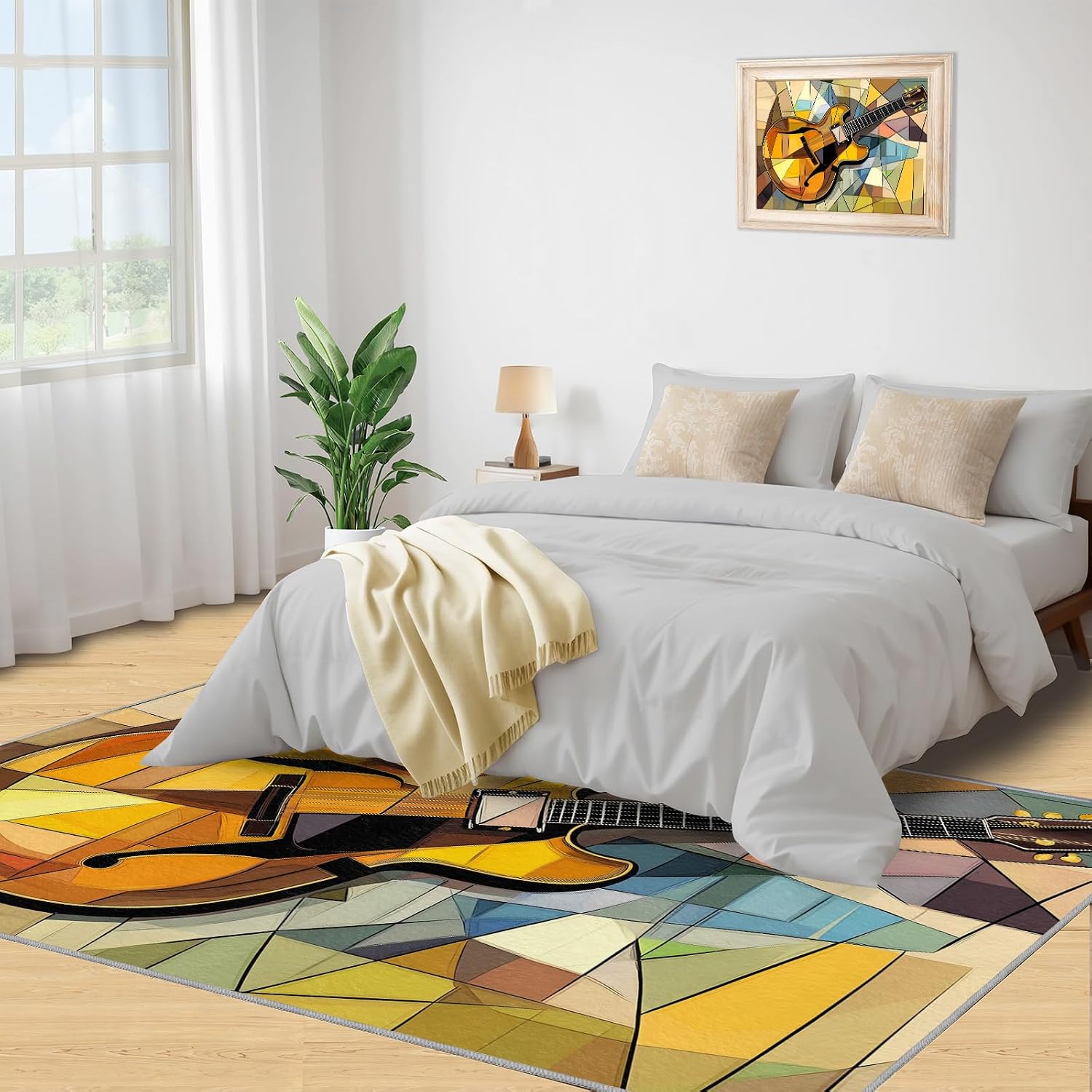 Drums Rug & Home Decor - Glass Rugs for Living Room, Boys Cool Washable Rugs for Bedroom, Rock and Roll Carpet, Non Slip Indoor Drums Area Rug & Music Room Decor 6x8 ft