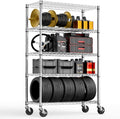 M MZG 5-Shelf Storage Shelves,Wire Shelving Heavy Duty Metal Storage Shelving Unit Adjustable Garage Shelving Rack Pantry Kitchen (Chrome, 5 Tier,17.7' D x 47.2' W x 76.7' H)
