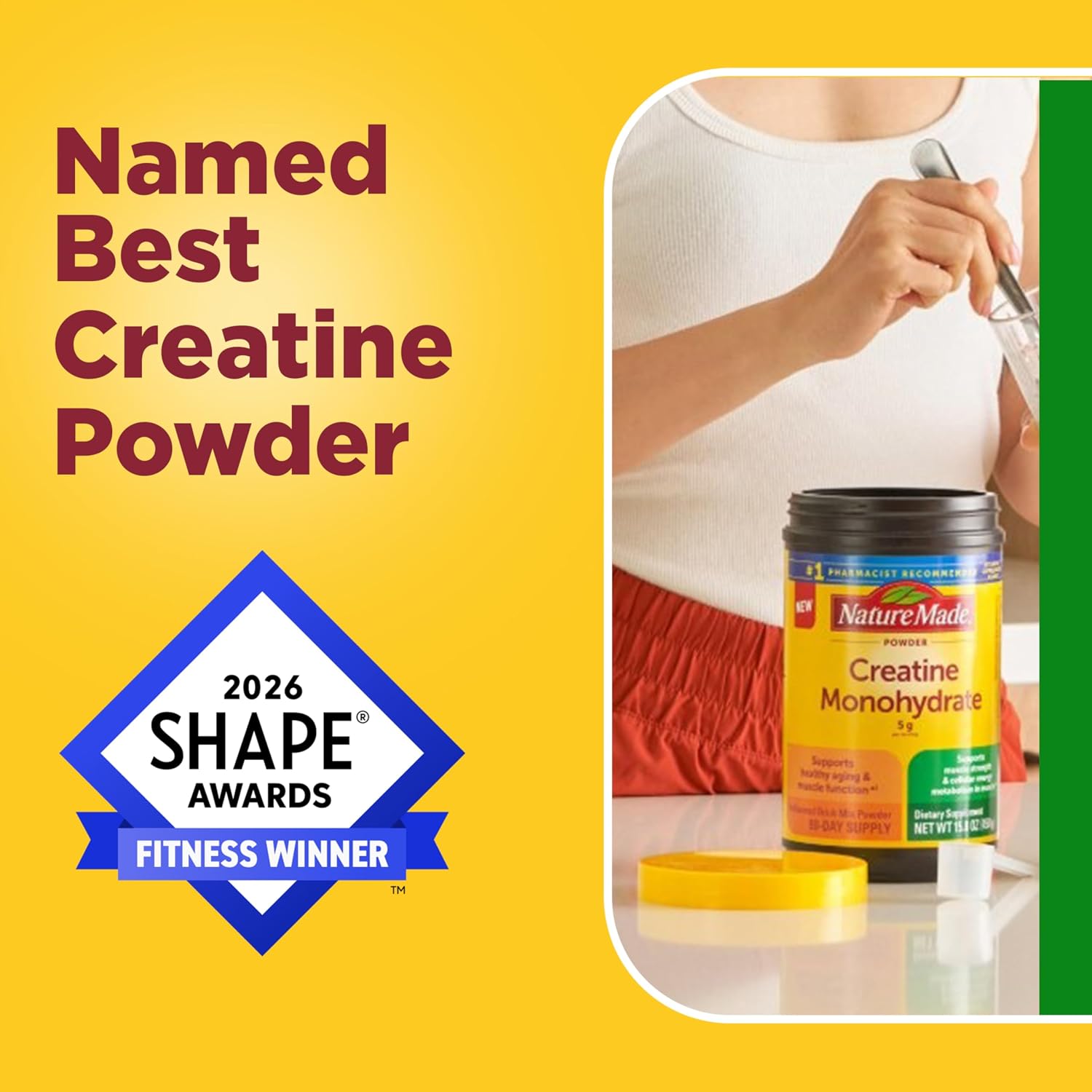 Nature Made Micronized Creatine Monohydrate Powder 5 g per Serving, Unflavored Drink Mix Powder, Muscle Support, 450 g, 90 Day Supply (Pack of 6)