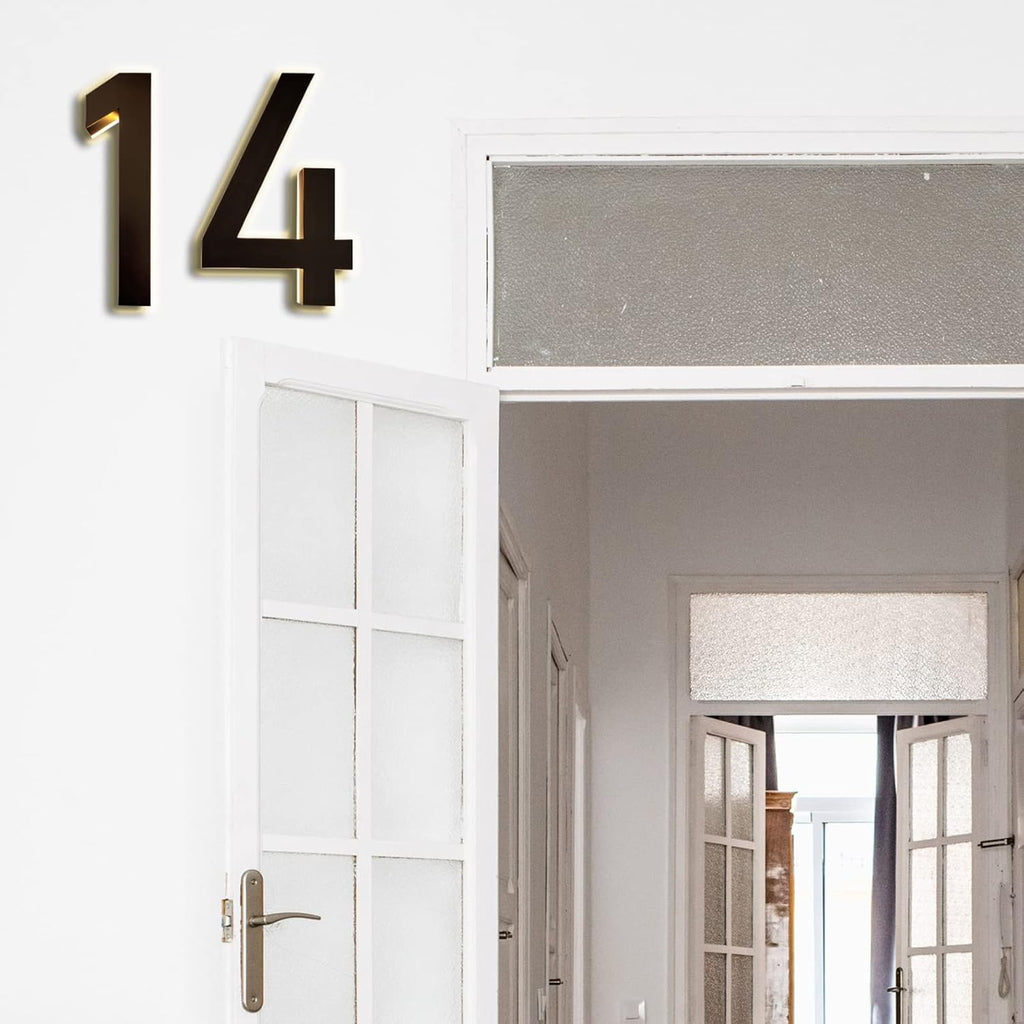 18' Backlit LED Home Address Number, Lighted Up House Numbers Plaques For Outside, Steel House Numbers Plaques With Lights For DIY Yard Outdoor,H