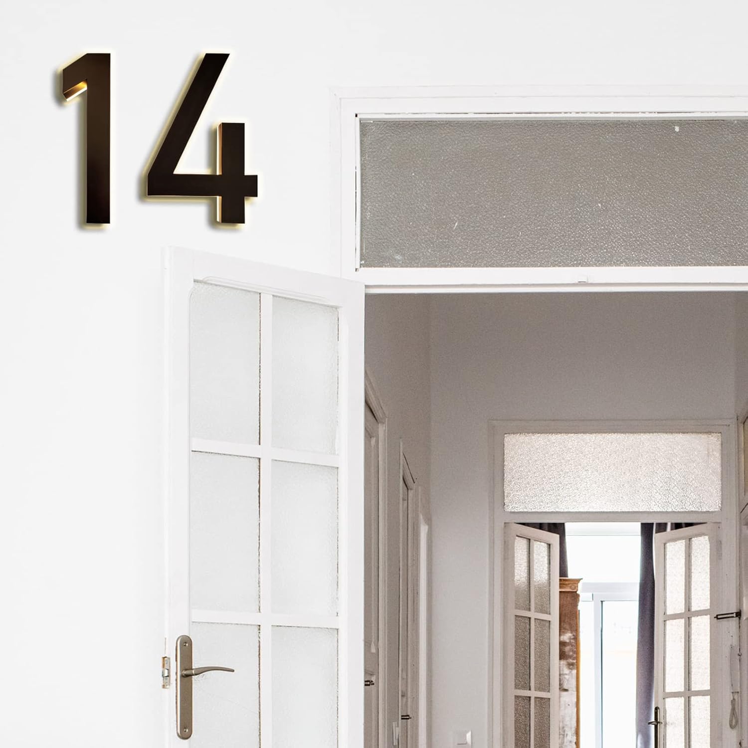 18' Backlit LED Home Address Number, Lighted Up House Numbers Plaques For Outside, Steel House Numbers Plaques With Lights For DIY Yard Outdoor,H