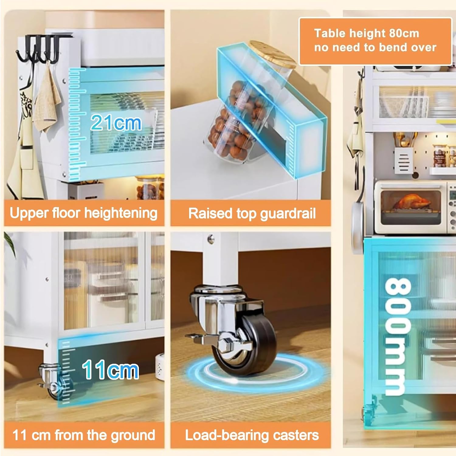 5-Tier Kitchen Baker's Rack, Microwave Oven Stand, Free Standing Utility Storage Shelf, Strong Load-Bearing Capacity(103cm)