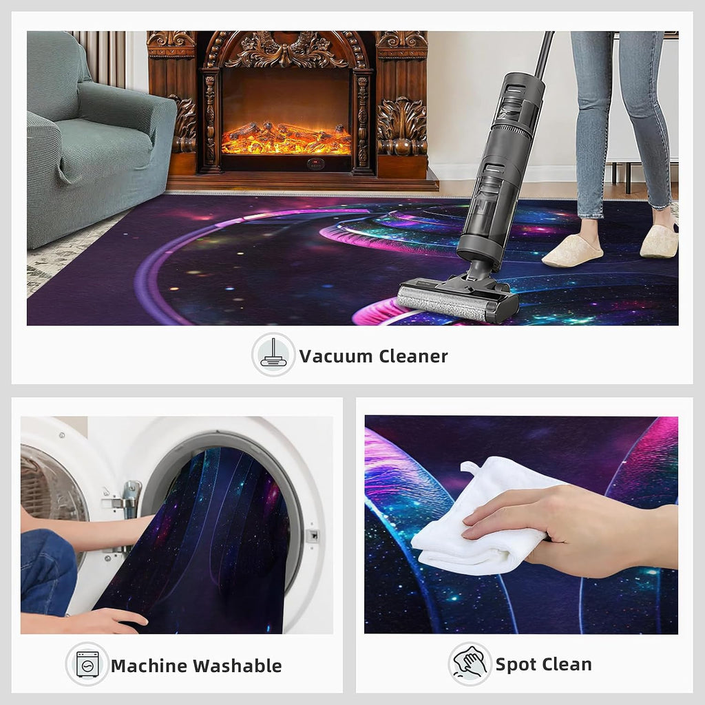 Headphones Rugs for Bedroom, Trendy Headphones Rug 6x8, Music Lover Dining Room Rugs Washable & Non Slip Large Carpet for Home Decor