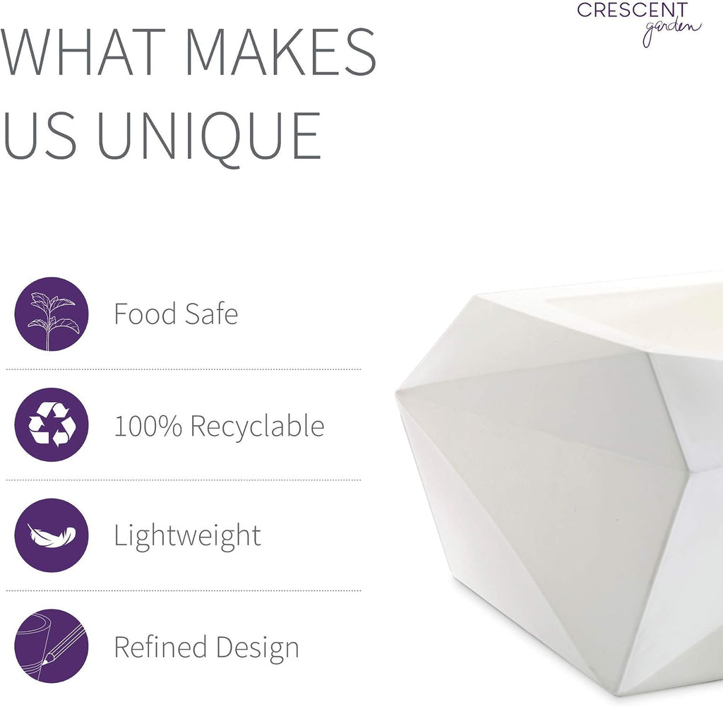 Crescent Garden Modern Geometric Origami Planter, Plant Pot, 23-Inch (Alpine White)