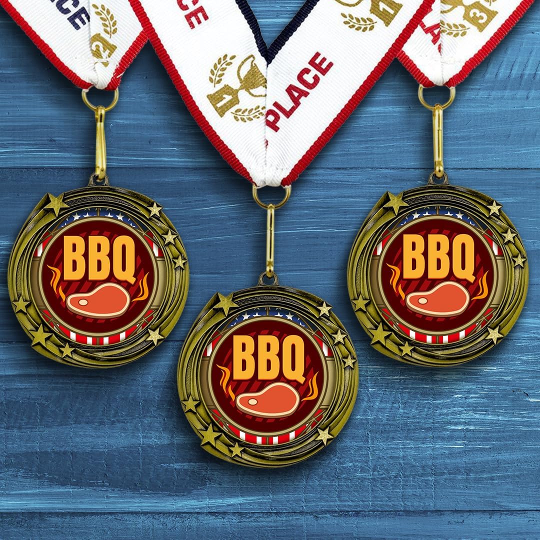 All Quality Stars Design BBQ Medal | Competition Metal Medal - 1st, 2nd, 3rd Place