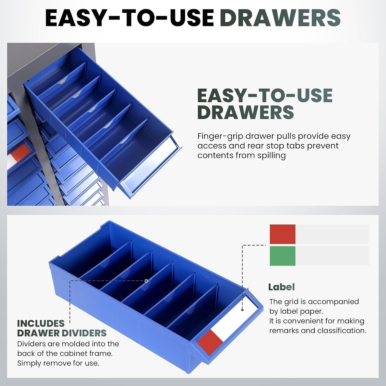 Parts Organizer Cabinet: 860LB Capacity Nut and Bolt Organizer with Label System, Non-Slip Base Heavy-Duty Bolt Bin for Garage, Workshop or Office Tool Storage, 26'x9'x35' (75 Drawers)