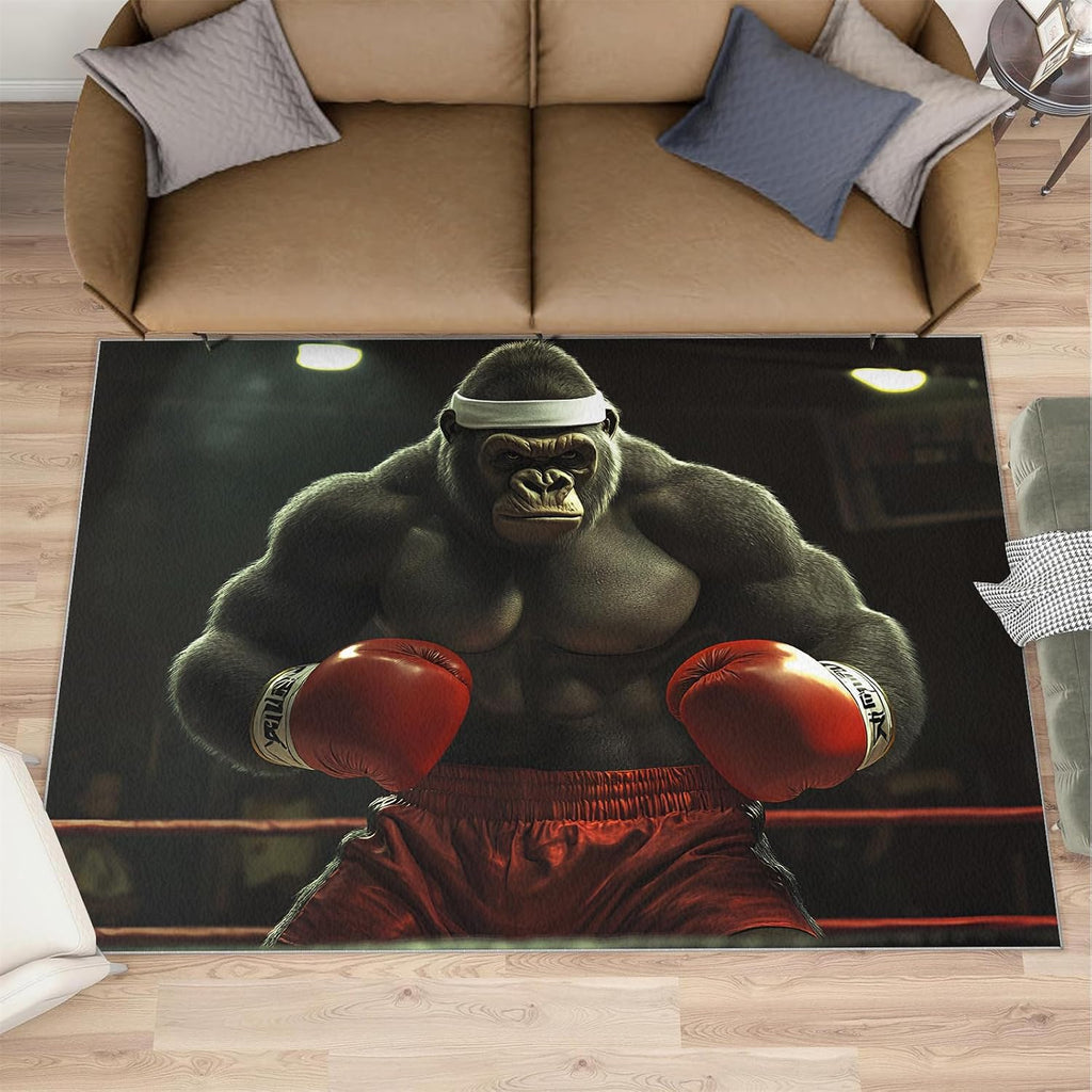 Gorilla Area Rug 6x8 - Boxing Gorilla Large Rugs for Living Room, Boxing Gym Carpet Area Rug for Girls Bedroom Kids Room Basement Office Classroom