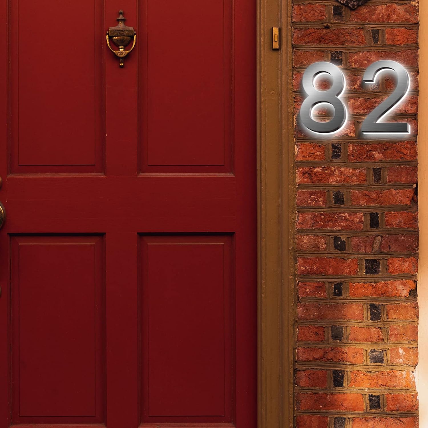 16' Modern Backlit House Numbers Plaques With Lights, Illuminated Door Number Plaques For Wall, Stainless Steel House Address Numbers For Outside,M