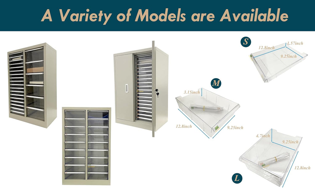 File Cabinet Parts Cabinet Plastic Drawer Storage with 36 Small Clear Transparent Drawers 12.8 * 9.25 * 1.57inch for Documents Makeup Salons Offices Legos Beads Lateral