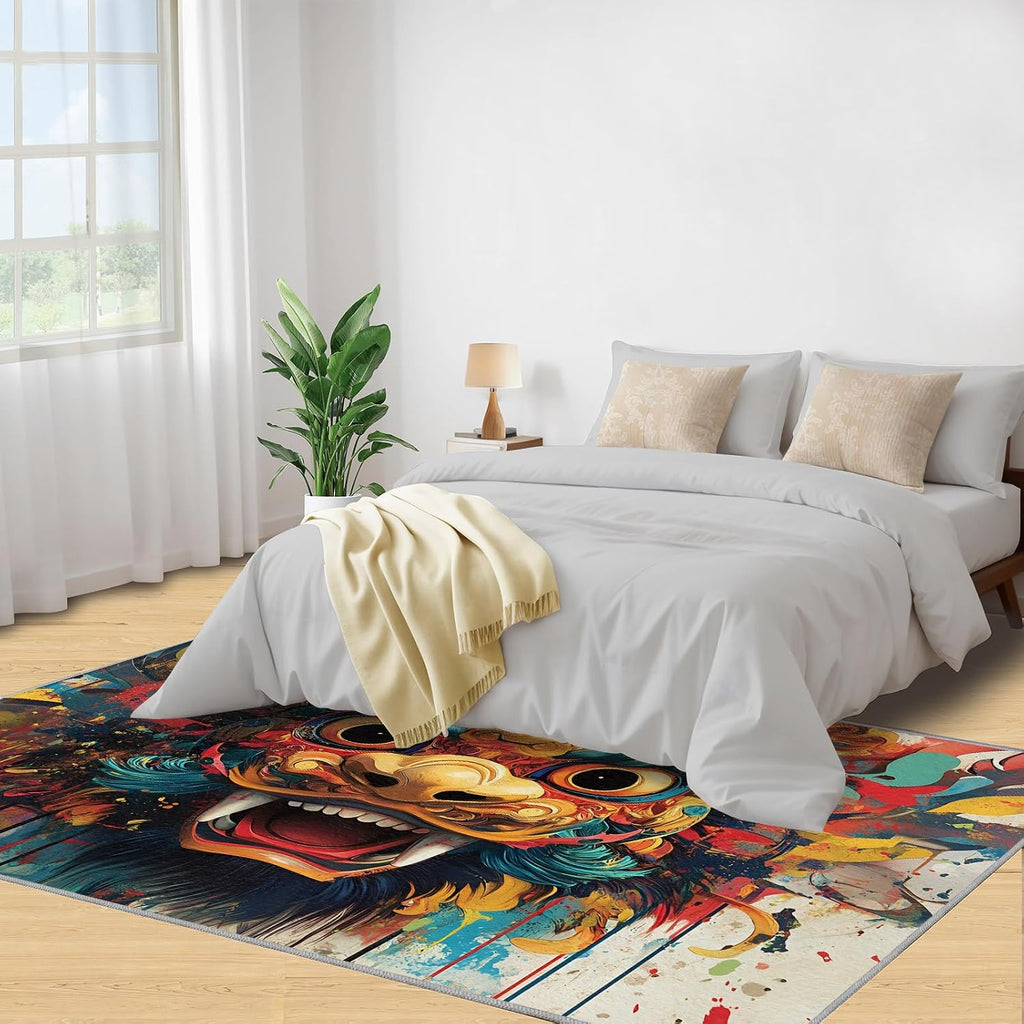 Chinese Rug 6x8, Lion Dance Rugs for Bedroom, Tradition Rugs for Living Room, Non Slip Area Rug, Housewarming Gifts & Indoor Floor Mats