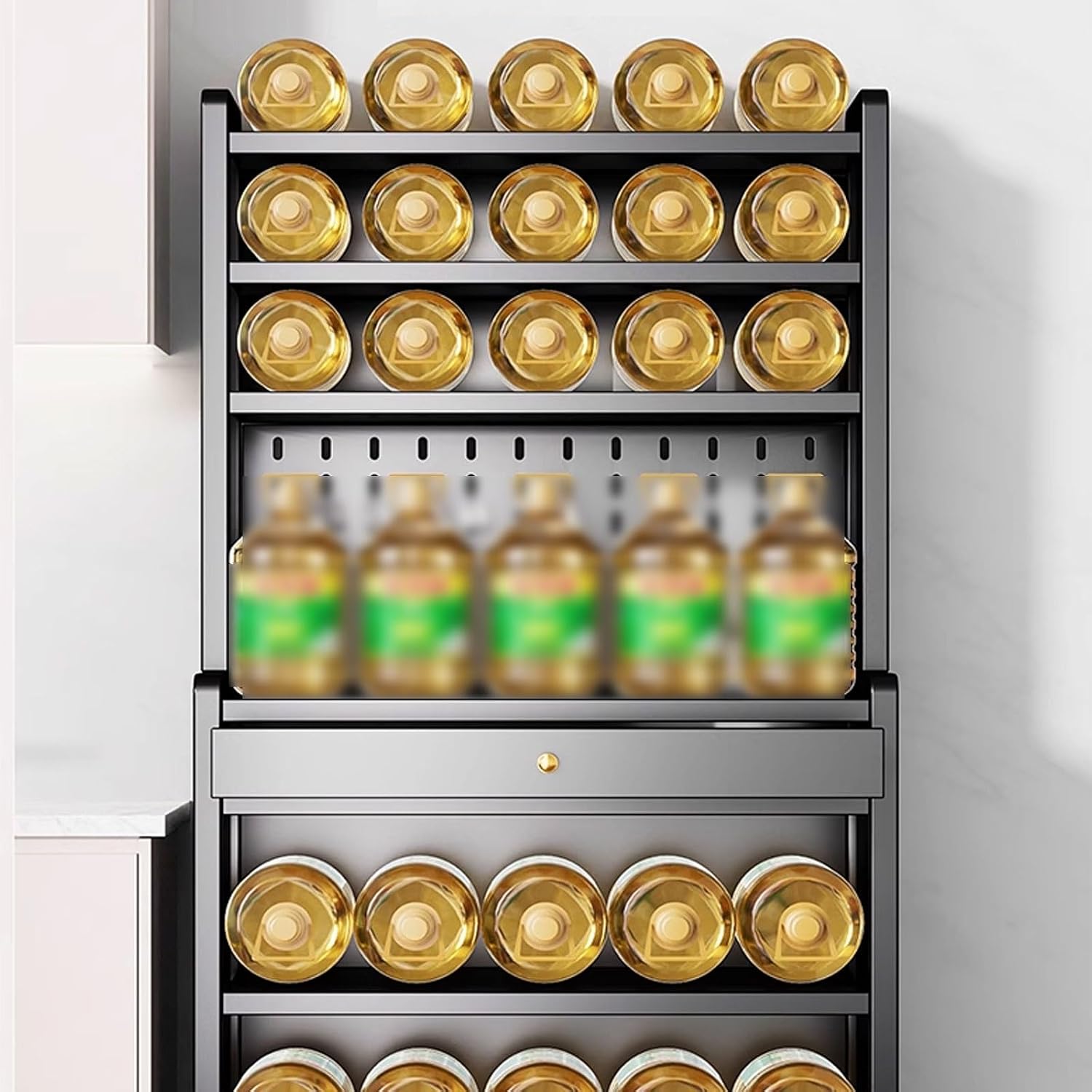 Kitchen Storage Rack with Doors Bakers Rack with Storage Cabinet Doors and Drawers, for Kitchen Dining Room Living Room(White,60 * 42 * 151cm)