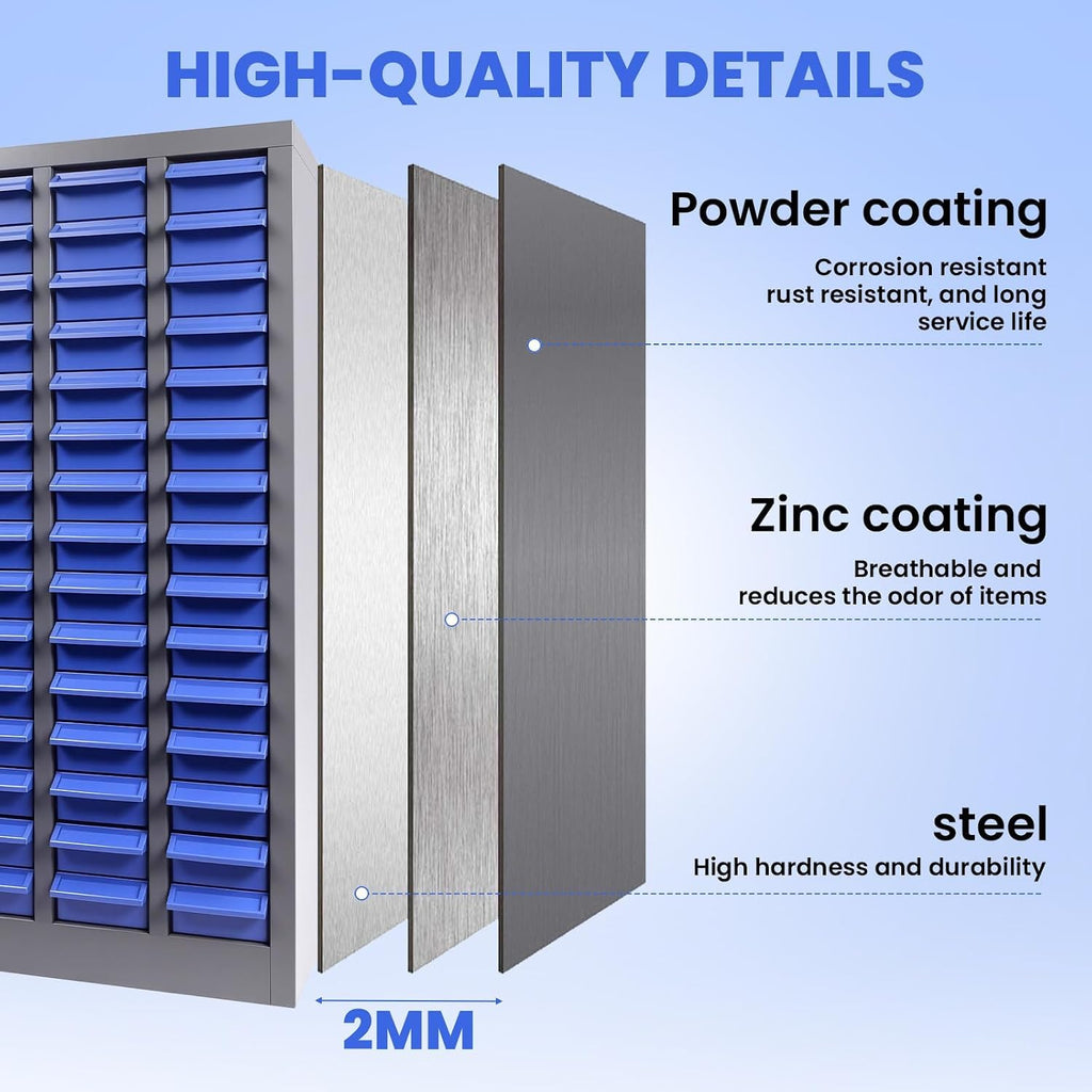 ABS-75 Drawer Parts Cabinet, Bolt, Nut and Tool Parts Cabinets, Alloy Steel Parts Cabinet with Labels and Shelves, Suitable for Garages, Basements, and Small Tool Storage