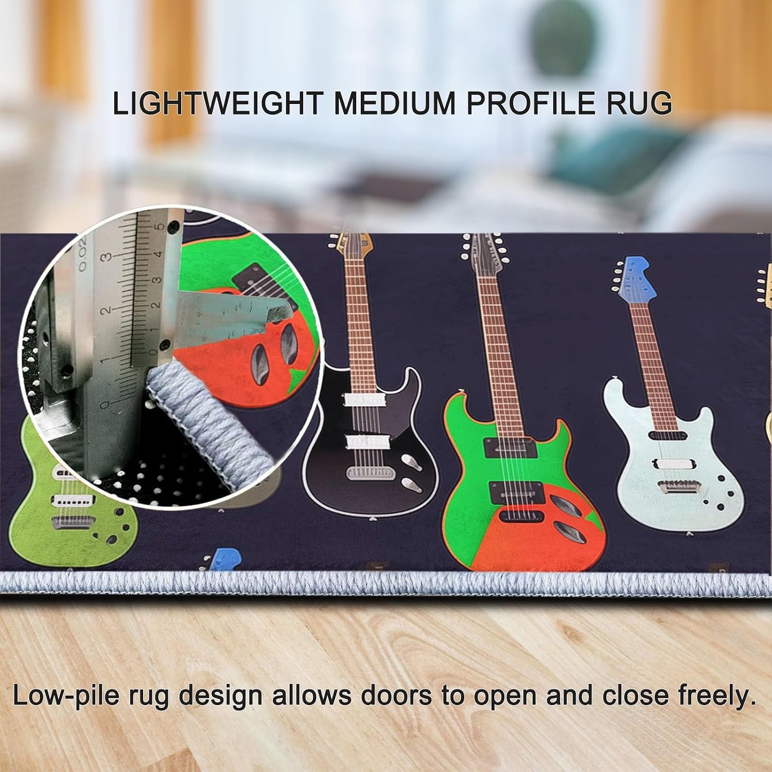 Area Rug Living Room Rugs Cartoon Color Guitar 6x8 ft Ultra Soft Washable Area Rug, Indoor Non-Slip Carpet for Nursery Kids Girls Boys Teen Dorm Home Office Decor