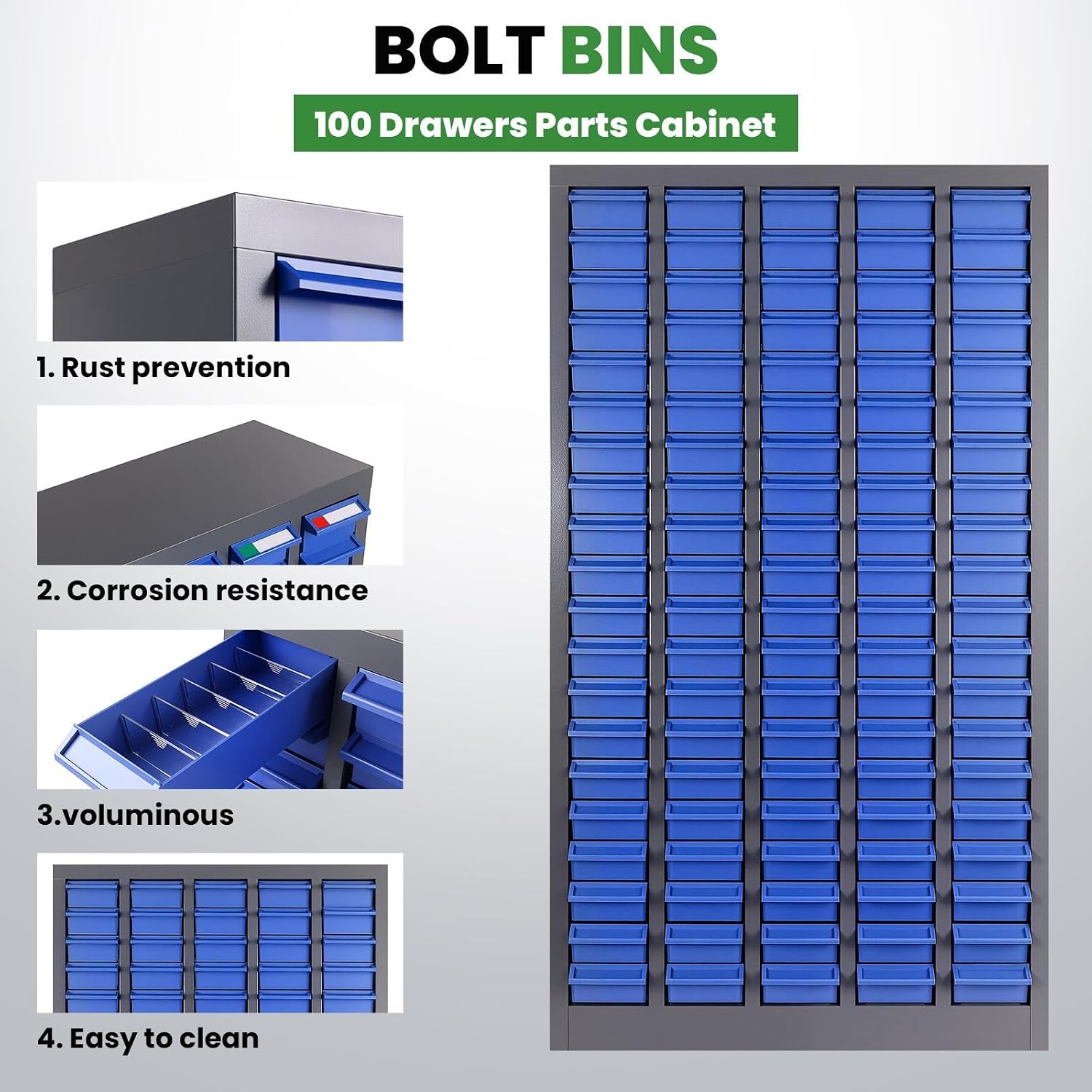 Nuts and Bolts Organizers and Storage 100Drawers - Nuts and Bolts Organizer | Stop Box Pro Design for Toy/Screw Storage | Workshop Must-Have (25.8x46.0 in)