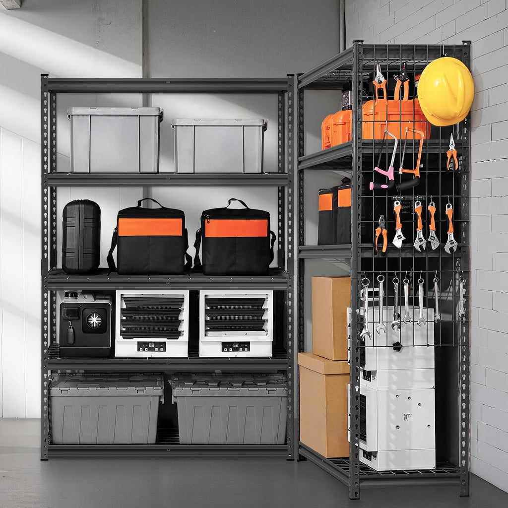 VEVOR Storage Shelves, 2500 lbs, 5 Tier Heavy Duty Garage Shelving, 18' D x 48' W x 72' H Adjustable Metal Shelves for Industrial Shelving Unit Utility Shelf, for Kitchen, Warehouse, Basement, Black