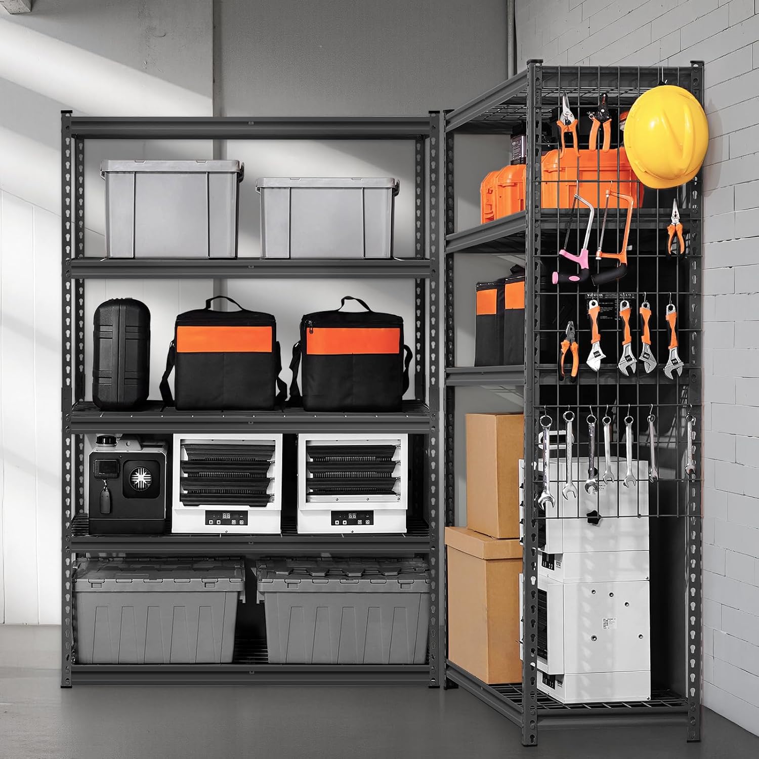 VEVOR Storage Shelves, 2500 lbs, 5 Tier Heavy Duty Garage Shelving, 18' D x 48' W x 72' H Adjustable Metal Shelves for Industrial Shelving Unit Utility Shelf, for Kitchen, Warehouse, Basement, Black