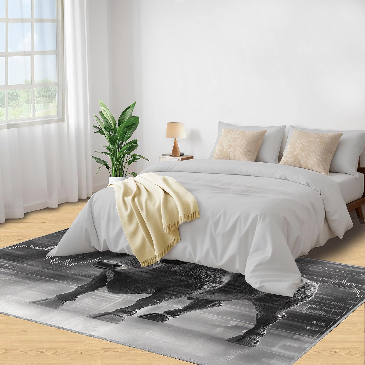 Cow Rugs for Bedroom, Bull Rug 6x8, Cattle Dining Room Rugs Washable & Non Slip Large Carpet for Home Decor