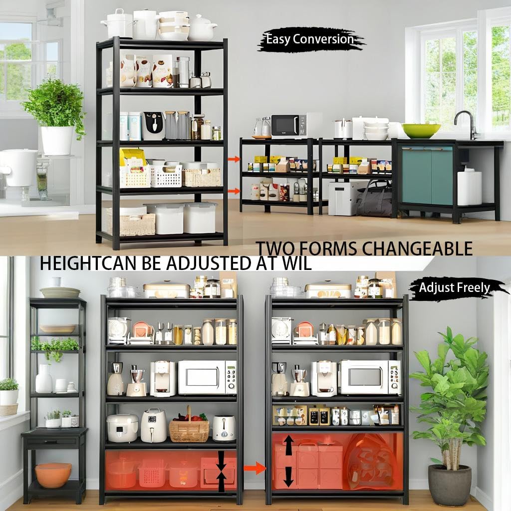 Storage Shelving Unit 6-Tier Heavy Duty Garage Shelves Metal Organizer Utility Rack for Kitchen Pantry Basement Pantry Warehouse Laundry Black 84' H x 55' W x 24' D 3000LBS