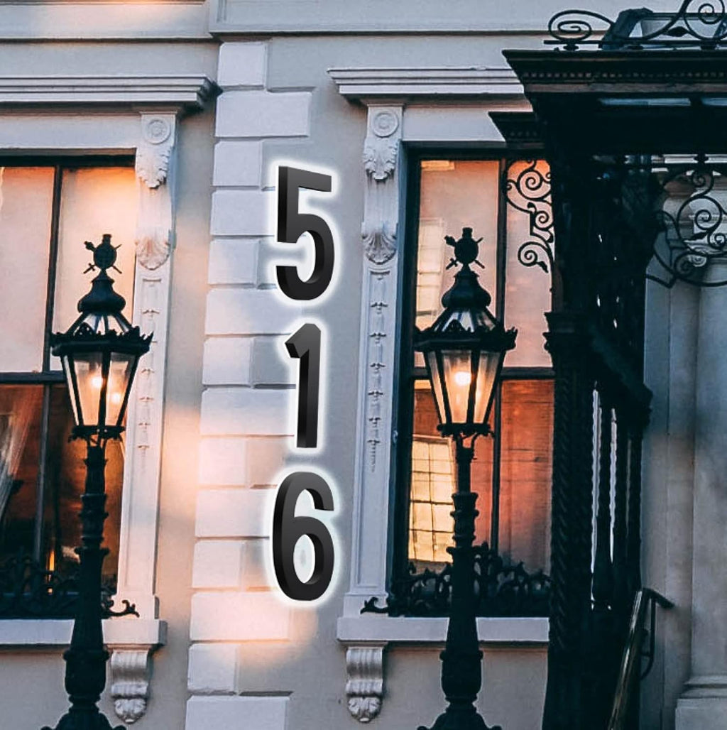 Backlit LED House Numbers Plaques, 14' Illuminated Address Sign House Number Sign For Outside, Lighted Up LED Address Plaque For House Garden Yard Street,P