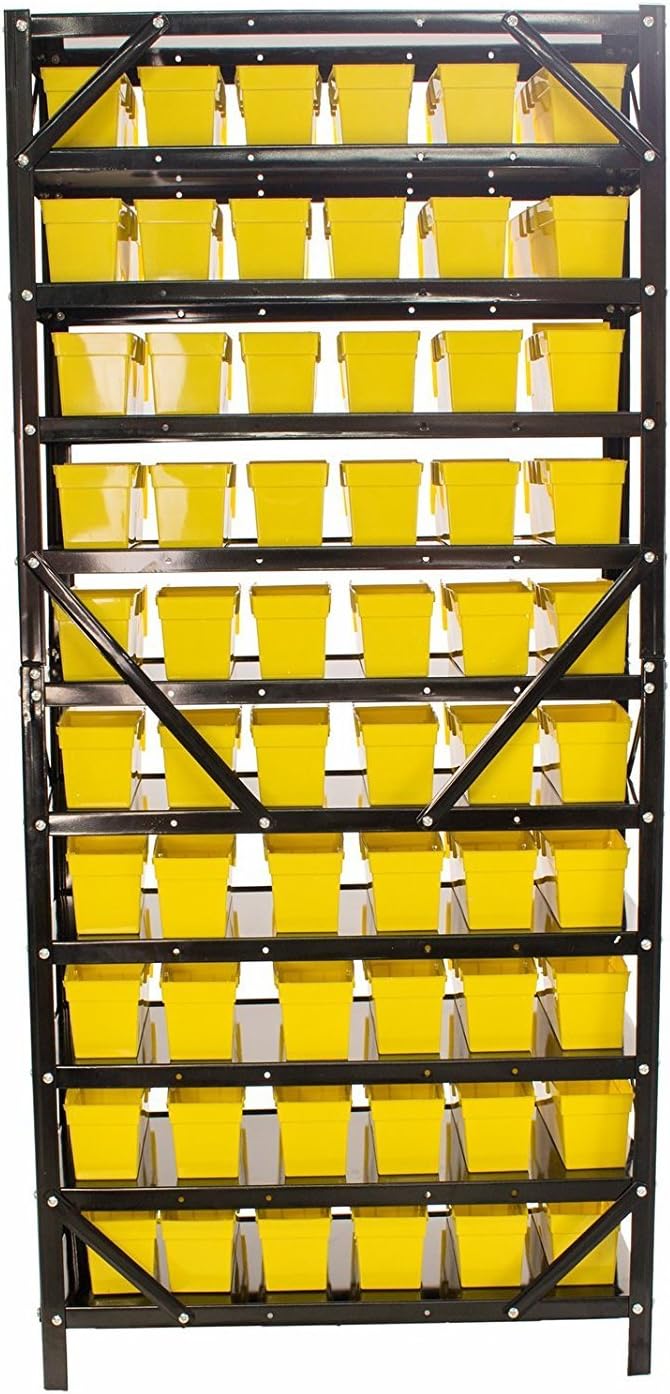TLPB60 60 Parts Bin Shelving Organize with Plastic Bins for Garage, Shop, and Home Storage
