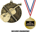 Crown Awards Violin Medals, 2' Gold Violin Music Medal Award with Free Custom Engraving