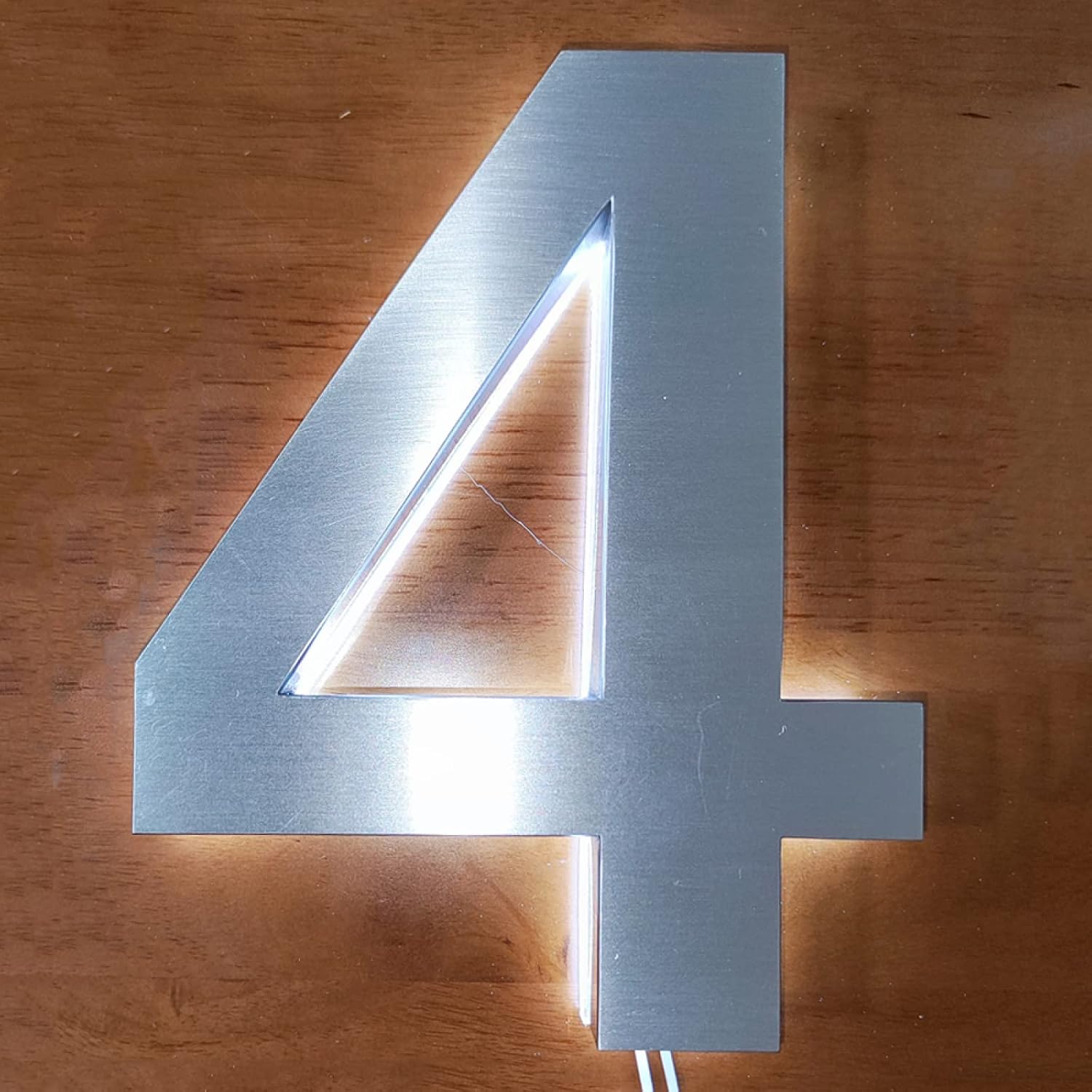 16' Modern Backlit House Numbers Plaques With Lights, Illuminated Door Number Plaques For Wall, Stainless Steel House Address Numbers For Outside,F