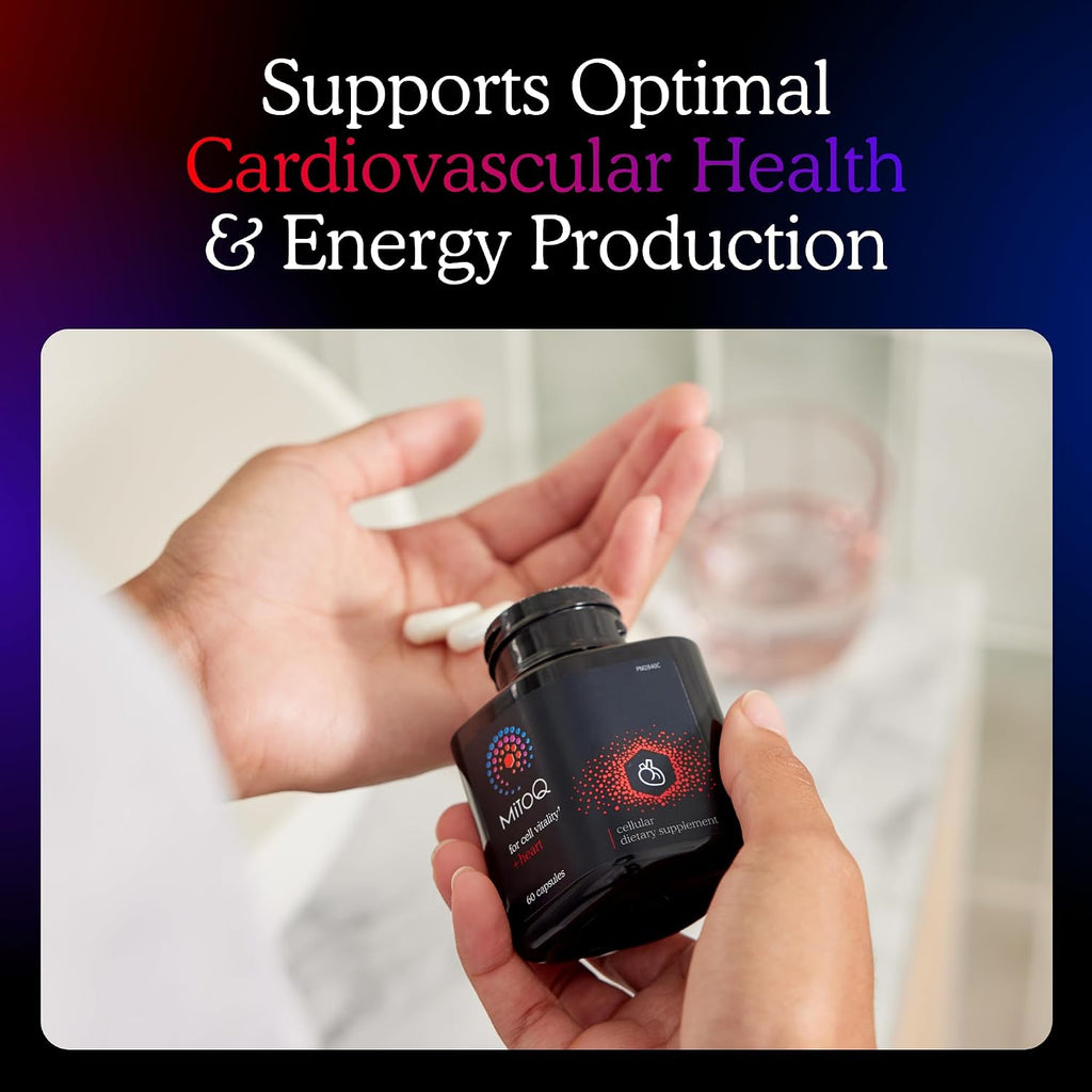 MitoQ +Heart Advanced CoQ10 Antioxidant - Heart Health Supplement with L-Carnitine, Magnesium, & Vitamin D3 - Supports Cardiovascular Health, Blood Flow, and Cellular Energy (180 Capsules)