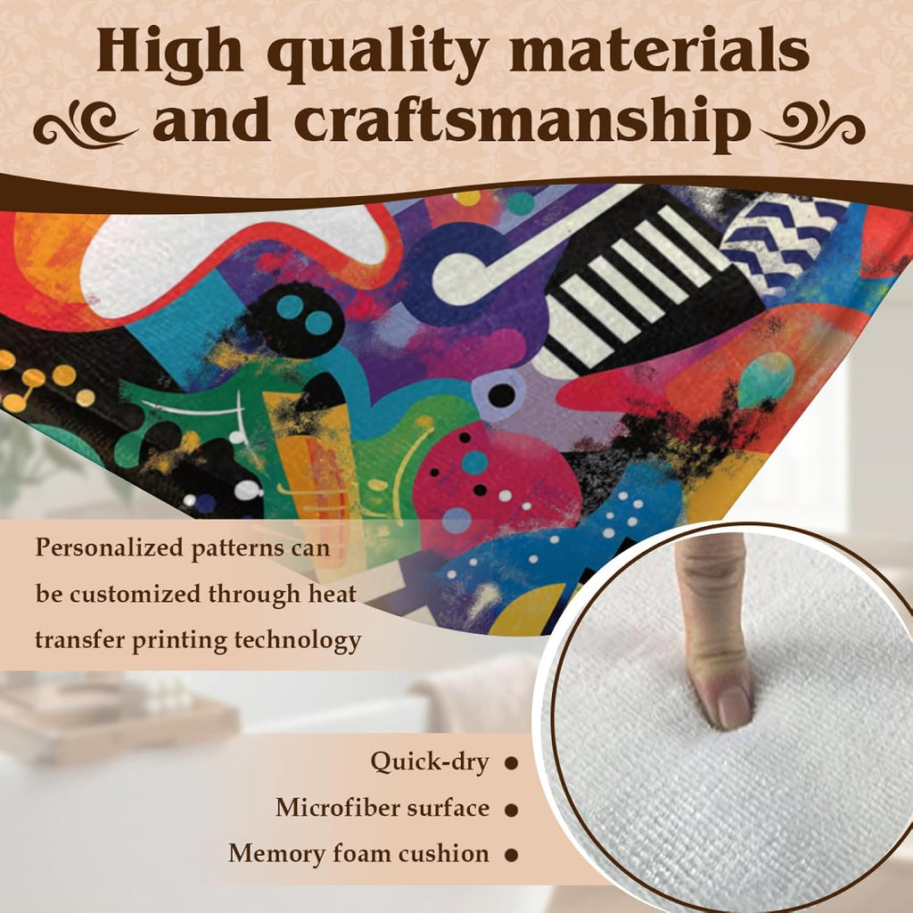 Guitar Rugs for Music Room - Guitar Rug, 6 ft x 8 ft, Abstract Colorful Musical Area, Multicolor, Washable & Non Slip & Soft Large Guitar Home Decor Gifts