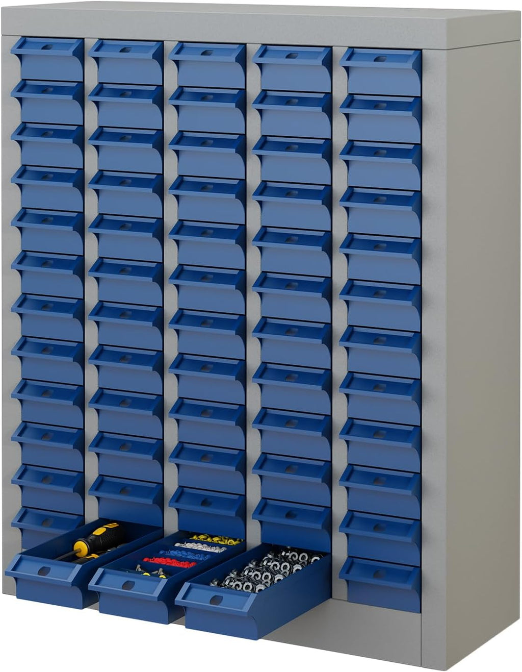 60-Drawer Parts Storage Cabinet, Multi-Purpose Organizer for Screws, Bolts, Nails, Craft Supplies, Legos, Tools, Compact Plastic Drawer Unit, Hardware Organizer for Garage, Workshop, Classroom