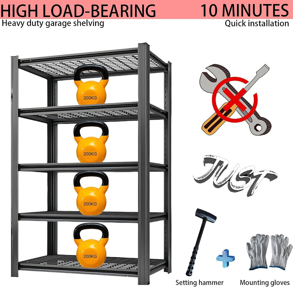 Storage Shelving Unit 6-Tier Heavy Duty Garage Shelves Metal Organizer Utility Rack for Kitchen Pantry Basement Pantry Warehouse Laundry Black 84' H x 55' W x 24' D 3000LBS