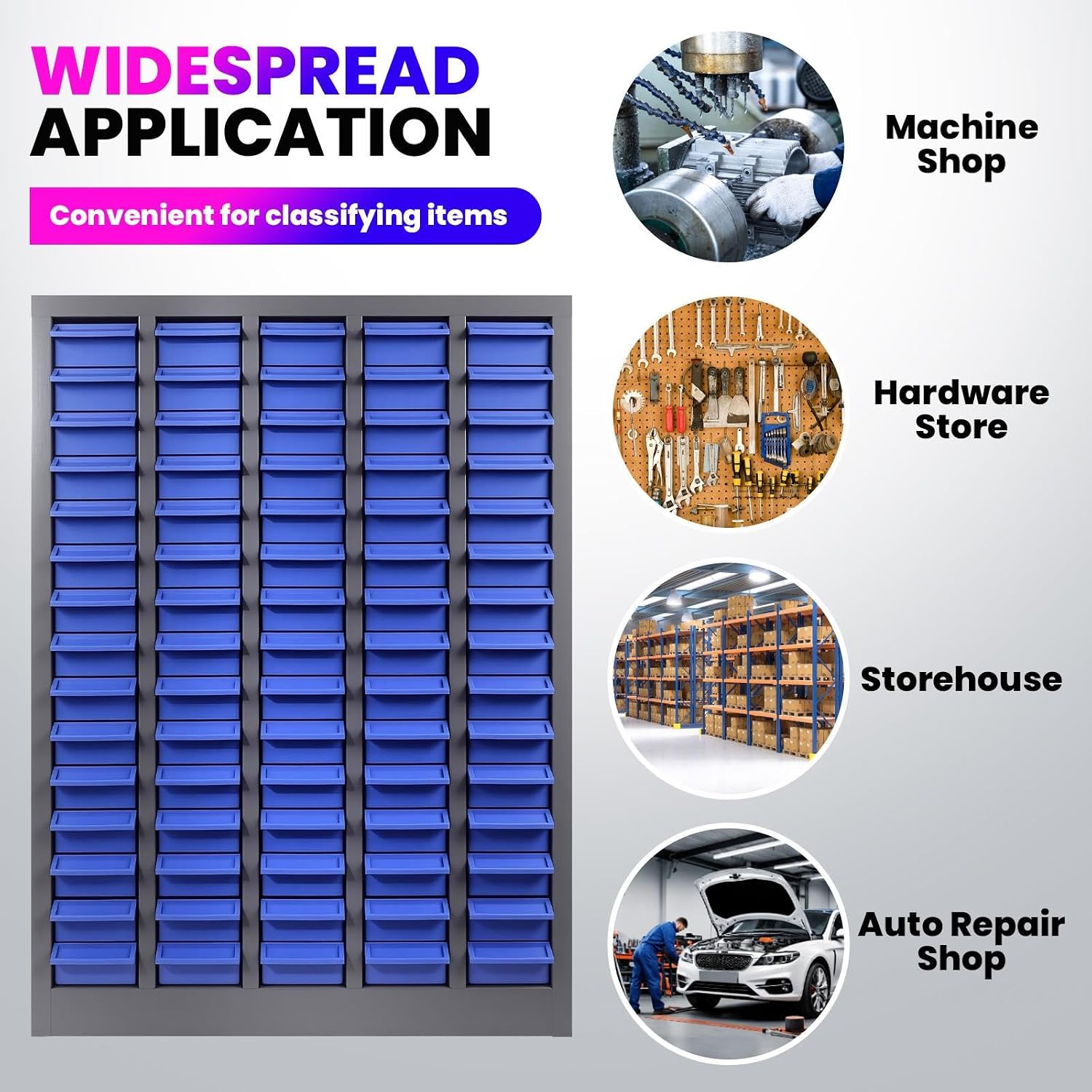 75 Drawers Nut and Bolt Organizer with Label, Opaque ABS Plastic Industrial Organizer with Labels, for Garage Workshop Craft Art Hobby