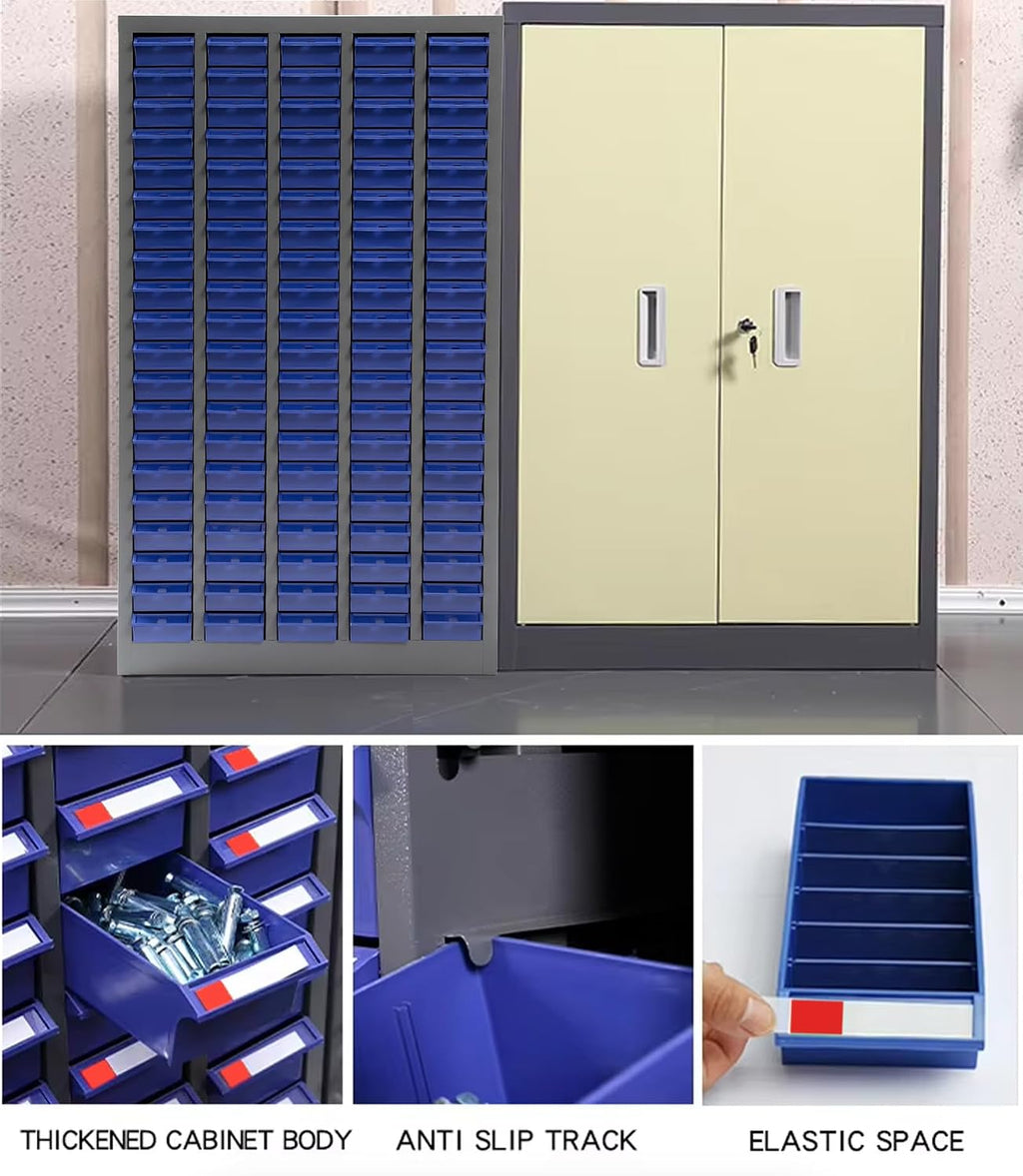 Bolt and Nut Tool Storage Cabinet 100 Drawers Parts Cabinets with ABS Material Drawer for Tool Organization Shelves Hardware and Office Supplies, Grey