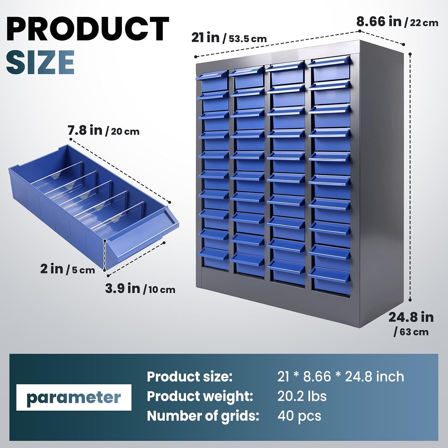 40 Drawers Nut and Bolt Organizer with Label, Opaque ABS Plastic Industrial Organizer with Labels, for Garage Workshop Craft Art Hobby
