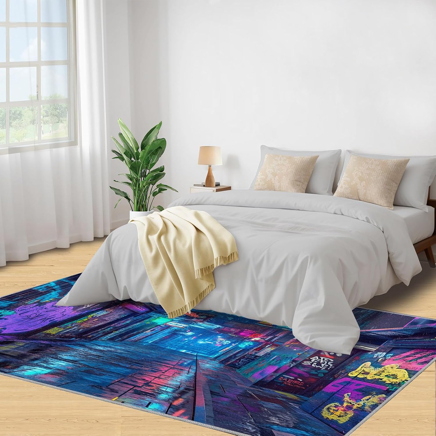 Graffiti Rug Large - 6x8 Rug, Street Doodle Area Rugs for Living Room, Hip Hop Rugs for Bedroom, Abstract Art Non-Slip Mat, Graffiti Home Decor & Gifts