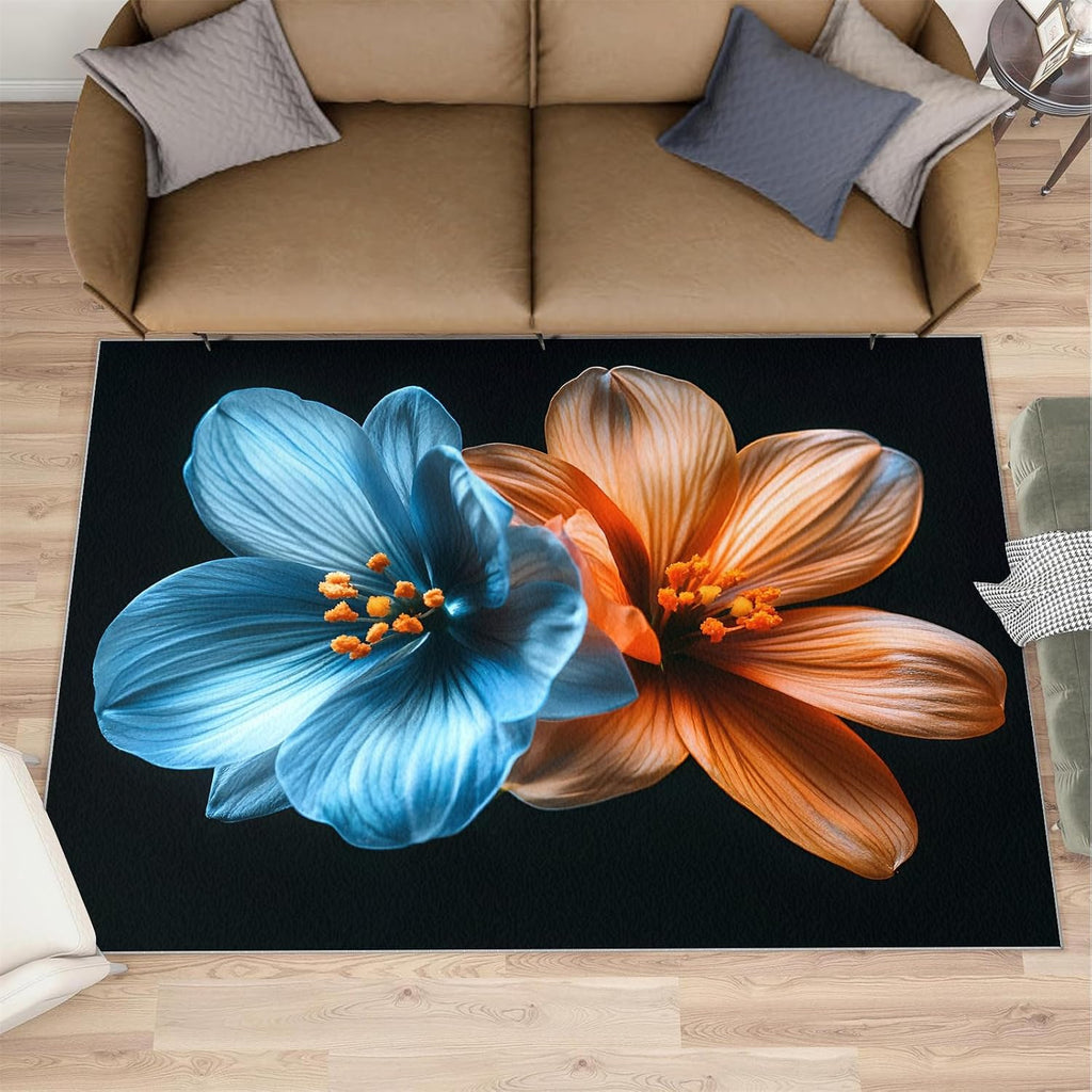 Florals Art Area Rug 6x8 - Minimalist Florals Large Rugs for Living Room, Flowers Carpet Area Rug for Girls Bedroom Kids Room Basement Office Classroom
