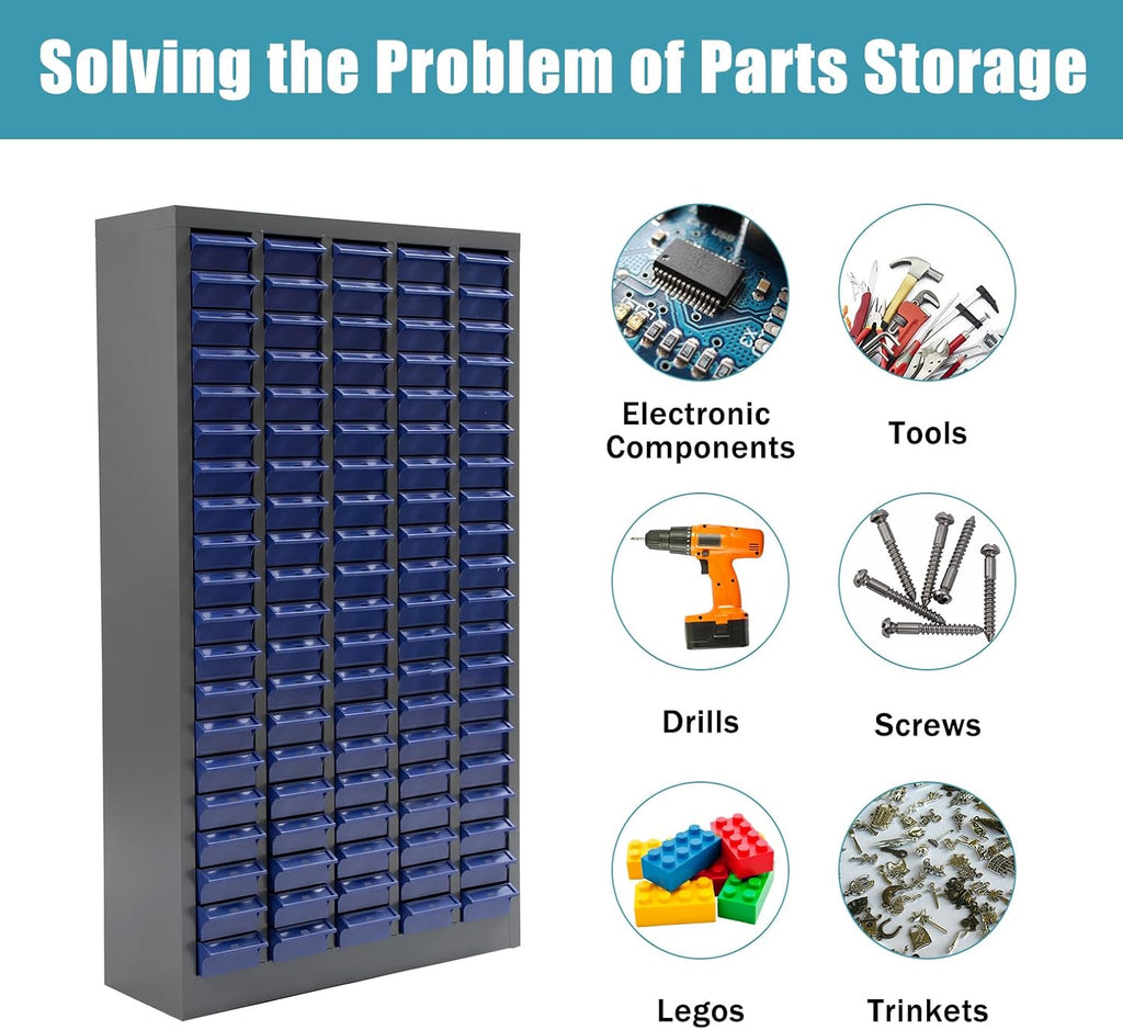 100 Drawers Parts Cabinet Bolt and Nut Tool Storage Cabinet Part Cabinet Organization Shelves with ABS Material Drawer for Tool Hardware Storage, Workshop Hardware Organizer