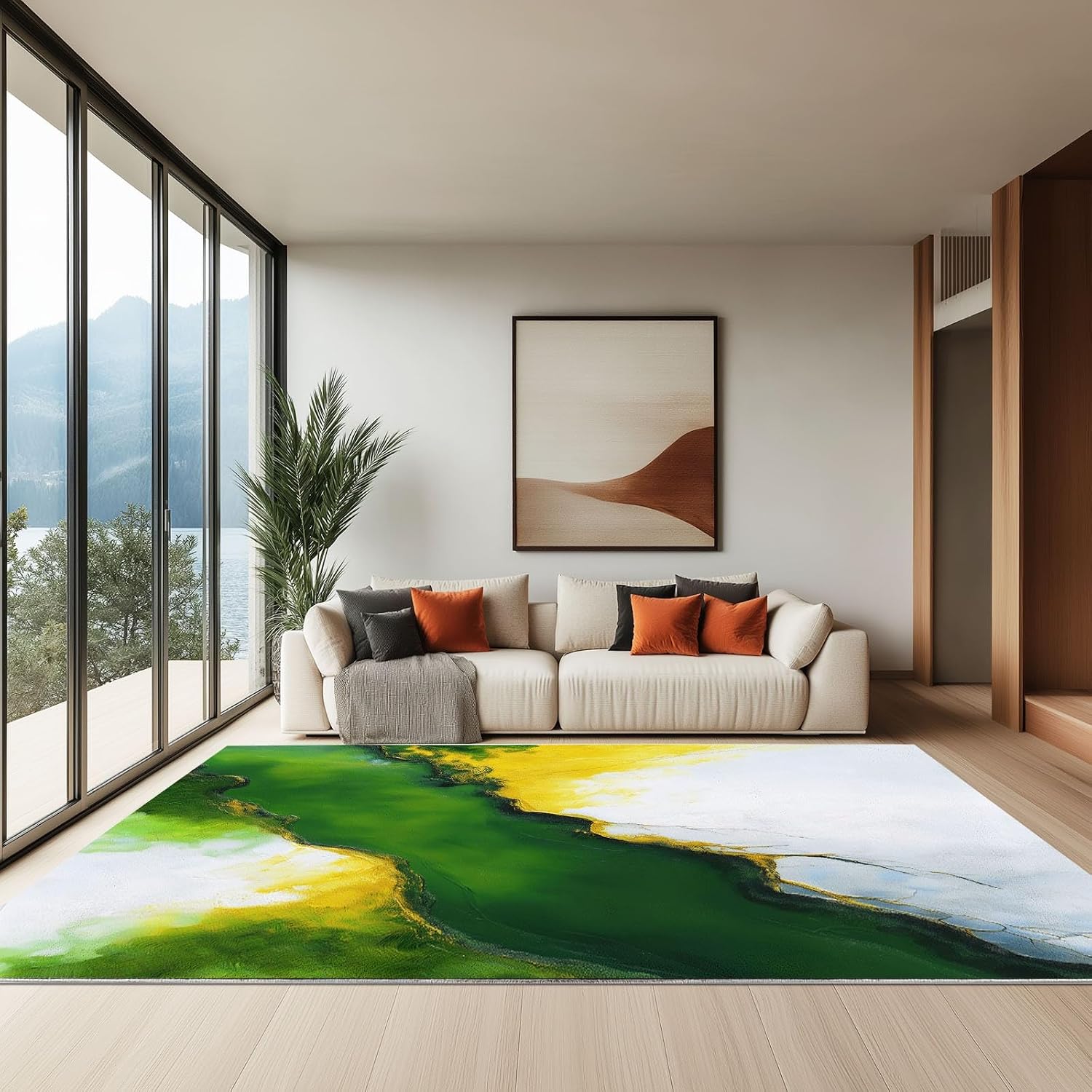 Abstract Art Soft Print Area Rug 6' x 8', Luxury Marble River Print Decor Washable Rug Non Slip Carpet Absorbent Mat for Kitchen Living Room Bedroom Entrance Carpet