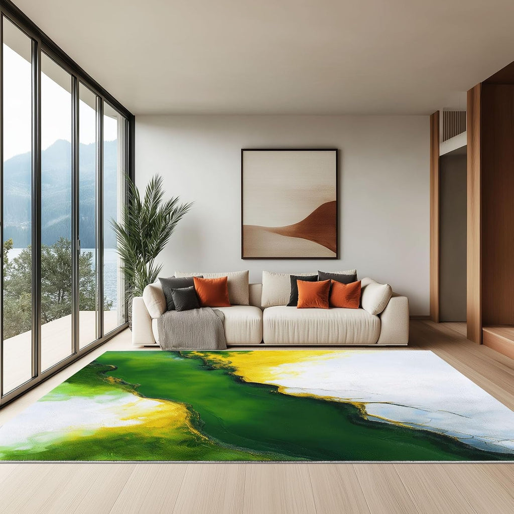 Abstract Art Soft Print Area Rug 5' x 7', Luxury Marble River Print Decor Washable Rug Non Slip Carpet Absorbent Mat for Kitchen Living Room Bedroom Entrance Carpet