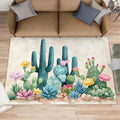 Cactus Rugs for Bedroom, Botanical Rug 6x8, Desert Cactus Dining Room Rugs Washable & Non Slip Large Carpet for Home Decor