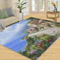 Tuscany Italy Rugs for Bedroom - 6x8 Rug, Italian Flowers Street Area Rugs for Living Room, Old Town Carpet, Seascape Washable Area Mat, Oil Painting Carpet, Italy Home Decor & Gifts