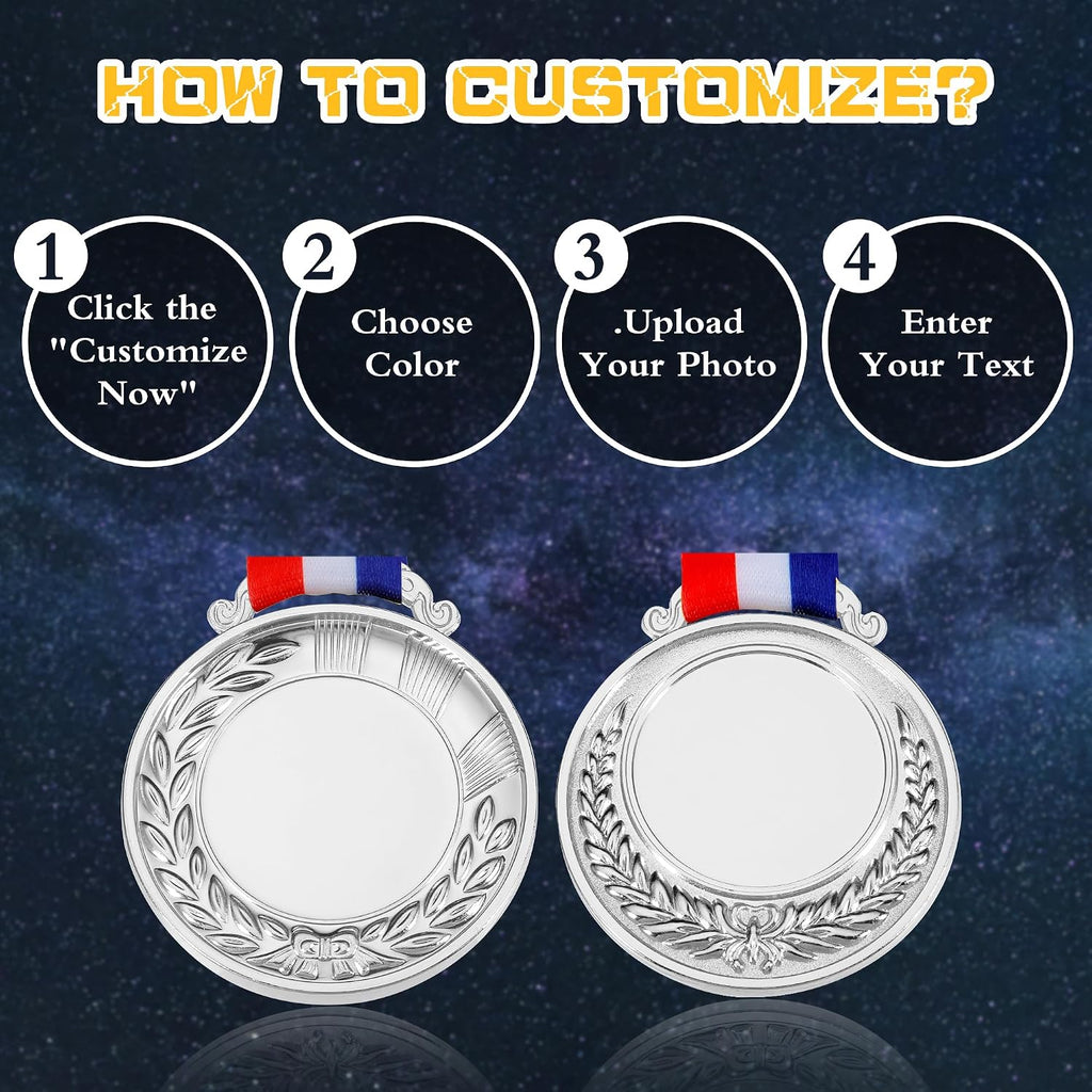 10PCS Custom Medals for Awards, Bulk Personalized Medals Design Your Own Award Medals, Wholesale Customized Family Outdoor Events School Awards for Sports Marathon Competitions Office Medals