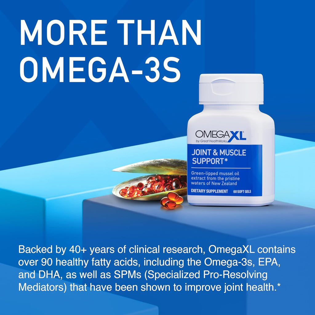 OmegaXL Joint Support Supplement - Natural Muscle Support, Green Lipped Mussel Oil, Soft Gel Pills, Drug-Free, 300 Count