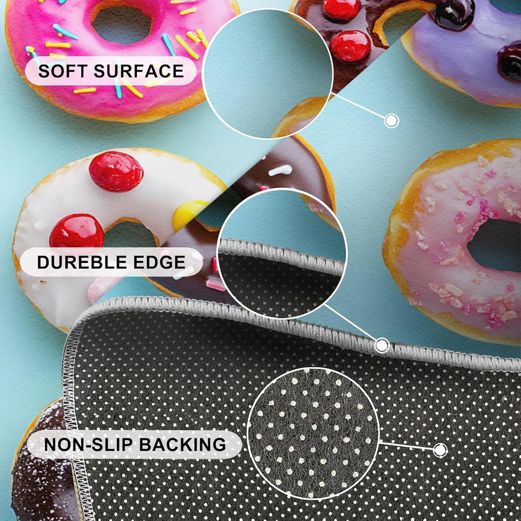 Donut Rug 6x8, Cake Rugs for Bedroom, Dessert Shop Rugs for Living Room, Washable Area Rug for Boys Girls Bedroom, Low Pile & Non Slip Carpet