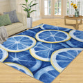Lemon Area Rug - 6x9 Rug, Blue Lemon Rugs for Living Room, Summer Washable Rugs for Bedroom, Non Slip & Low Pile, Indoor Carpet & Home Decor