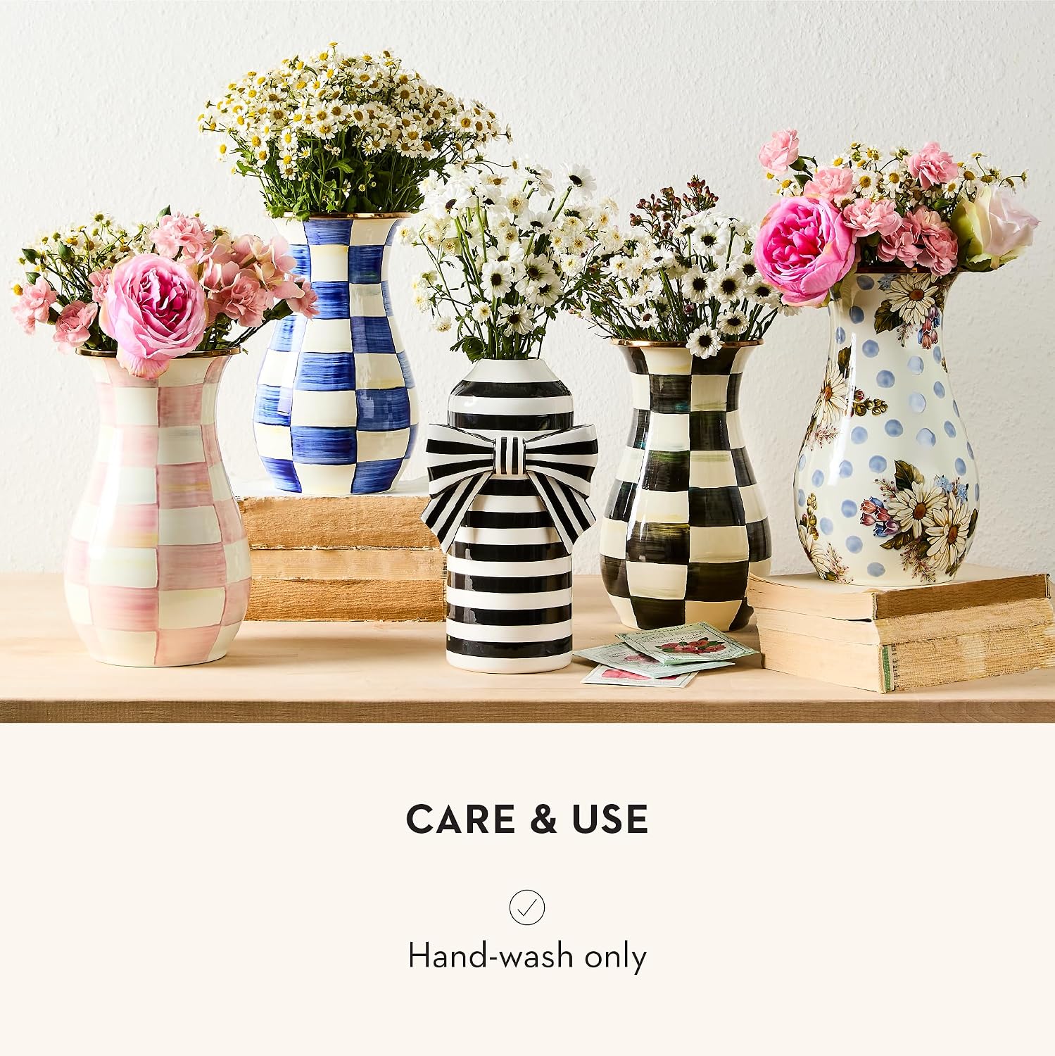 MACKENZIE-CHILDS Courtly Bow Vase, Unique Flower Vase, Decorative Table Decor for Living Room