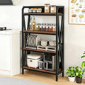 56.30'' Bakers Rack 4 Level Storage Shelves Metal and Wooden Kitchen Shelves, Kitchen Organizers and Storage, for Garage, Bathroom, Closet,33.50'' Length