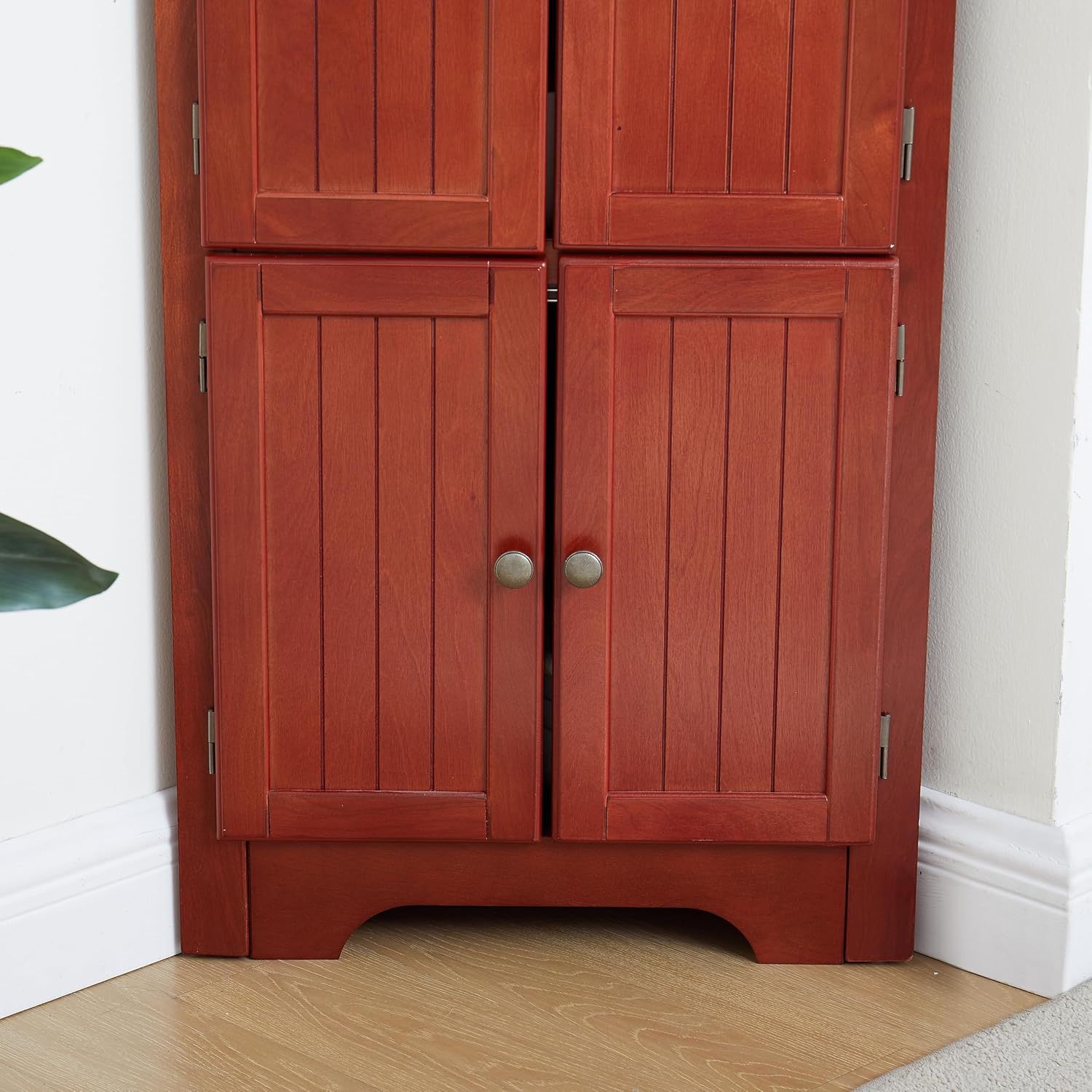 72' Sturdy Freestanding Storage Cabinet, Kitchen Storage Bakers Rack with Tiered Shelves, Utility Food Cupboard with Spacious Doors for Kitchen, Bathroom, Living Room, Cherry